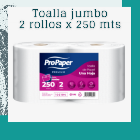 Toalla jumbo propaper 2 rollos de 250 mts