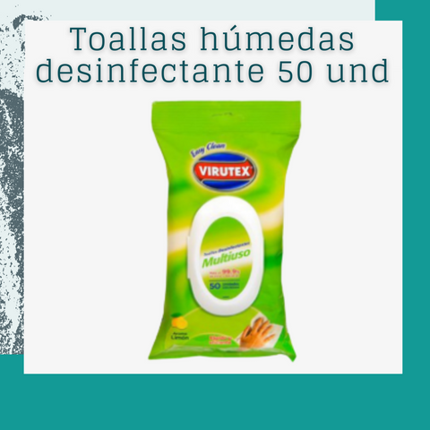 Toallas húmedas desinfectante paquete de 50 und