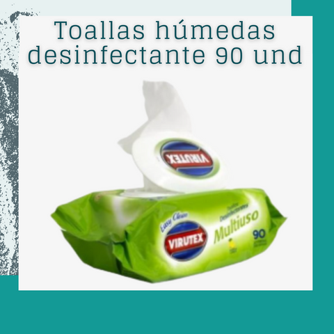 Toallas húmedas desinfectante paquete de 90 und