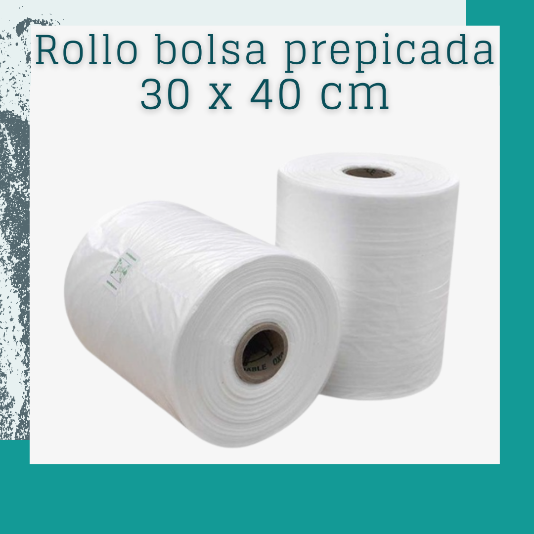 Rollo de bolsas plásticas prepicadas 30x40 de 4,5 kg