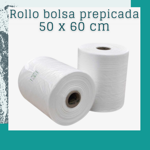 Rollo de bolsas plásticas prepicadas 50x60 de 4,5 kg